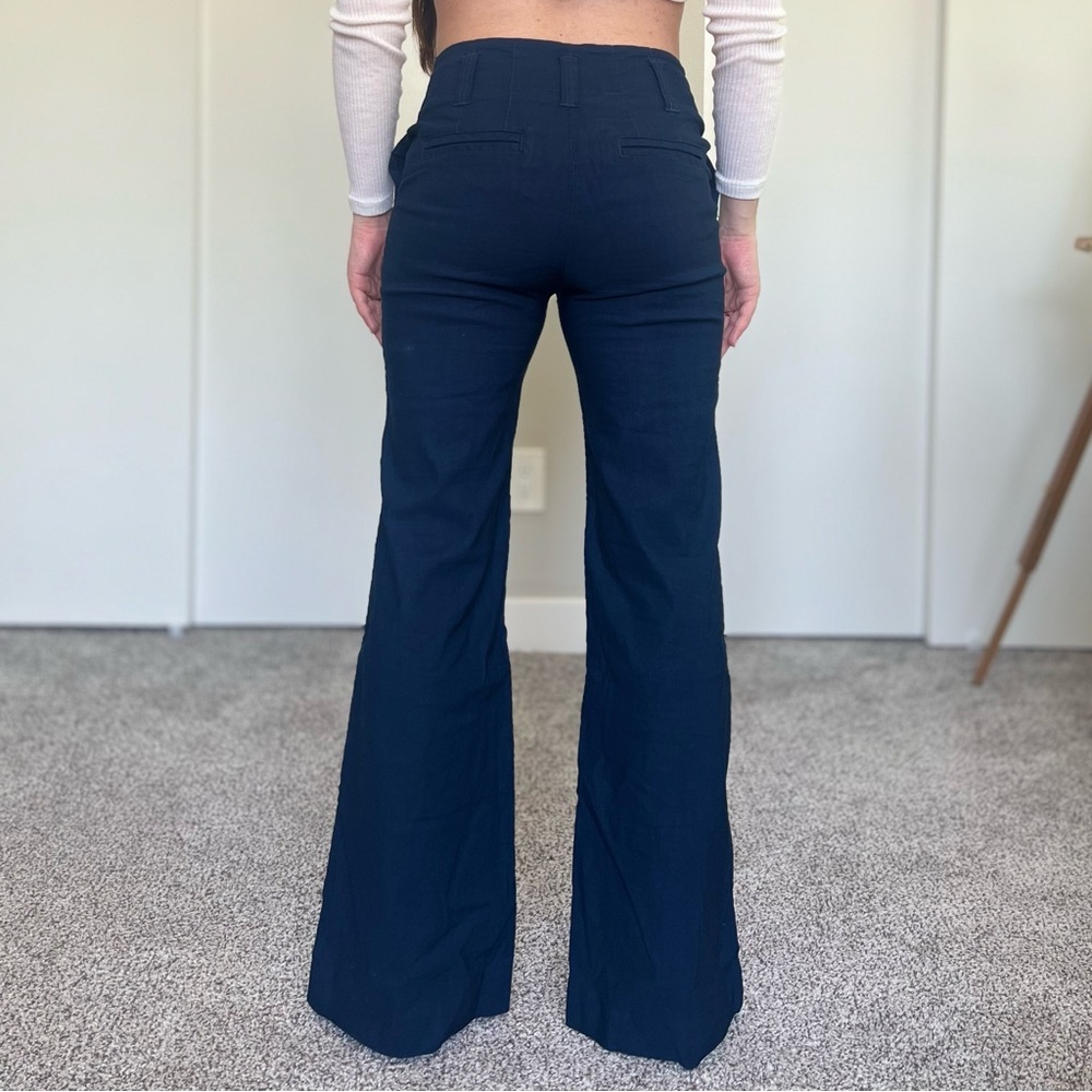 Maeve Anthropologie The Naomi Pants – High Waisted Flare - Navy Blue - Size 2 - Picture 3 of 12